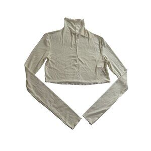 My Mum Made It Turtleneck Crop Top in Cream